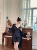 Summer Sexy V-neck Suspender Shorts Pajamas Three-piece Women's Sweet Ice Silk Cool Loungewear Ins Style