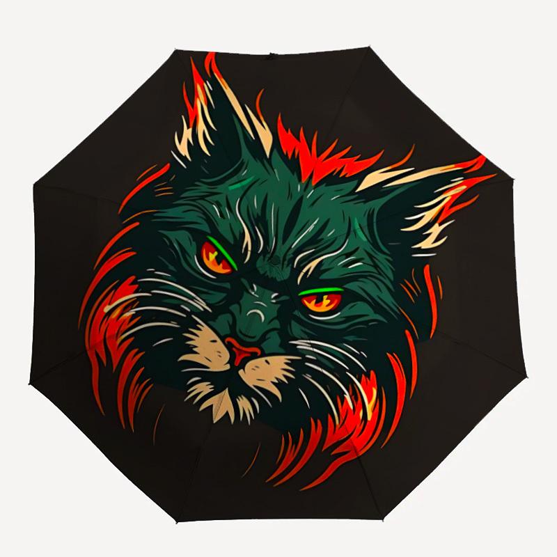 

1pc Feline Flame Automatic Open/close, All-Season Portable Folding Cute Umbrella, Travel, Everyday, Formal Events - Compact Luxury Parasol, Outdoor Ac