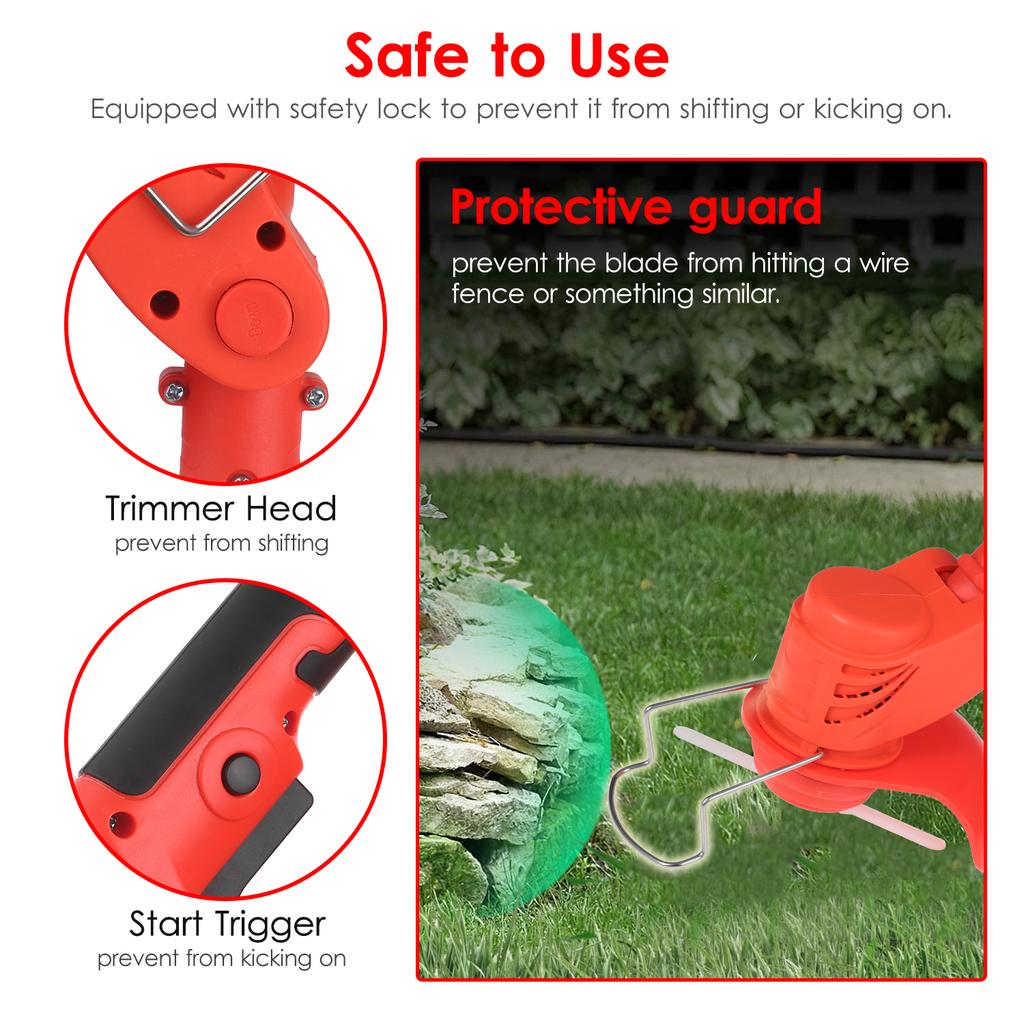 Mașină de tuns iarba fără fir, cu acumulator 21V, Weed Eater electric, motocoasă electrică, foarfece de iarbă, mașină de tuns gard viu cu 4Ah