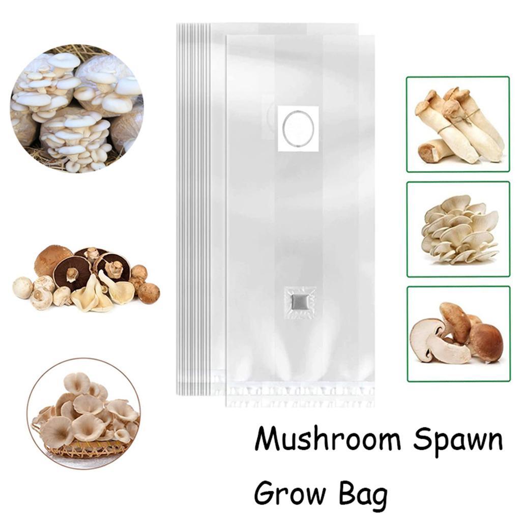 5pcs Mushroom Spawn Grow Bag W/Self-Healing Injection Port Filter Patch Autoclaving Substrate Mushroom Spawn Bag
