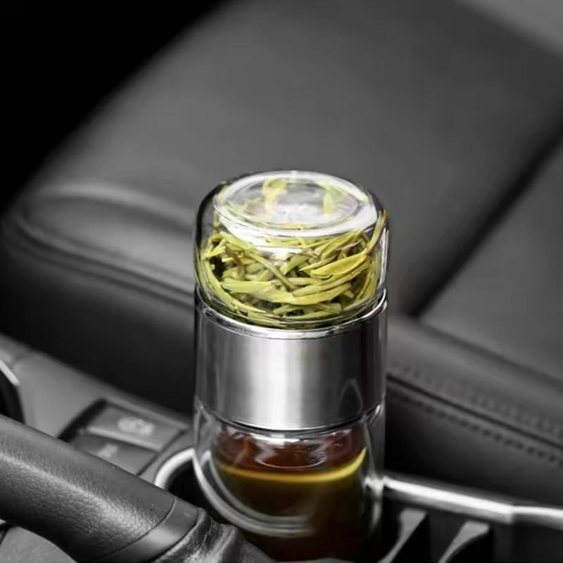 Hohe Borosilikatglas Teewasserflasche Doppelschichtiger Infuser Tumbler mit Teefilter Trinkgeschirr Wasserbecher für Aufbrühflasche