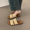 Woven cross-strapped open-toed flat-bottomed slippers for women's summer wear Bohemian seaside vacation beach sandals