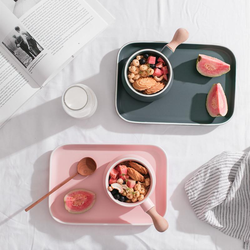 Japanese Breakfast Plate Creative One Person Food Ceramic Bowl Plate Household Handle Bowl Sweet Bowl Western Plate Tableware Set