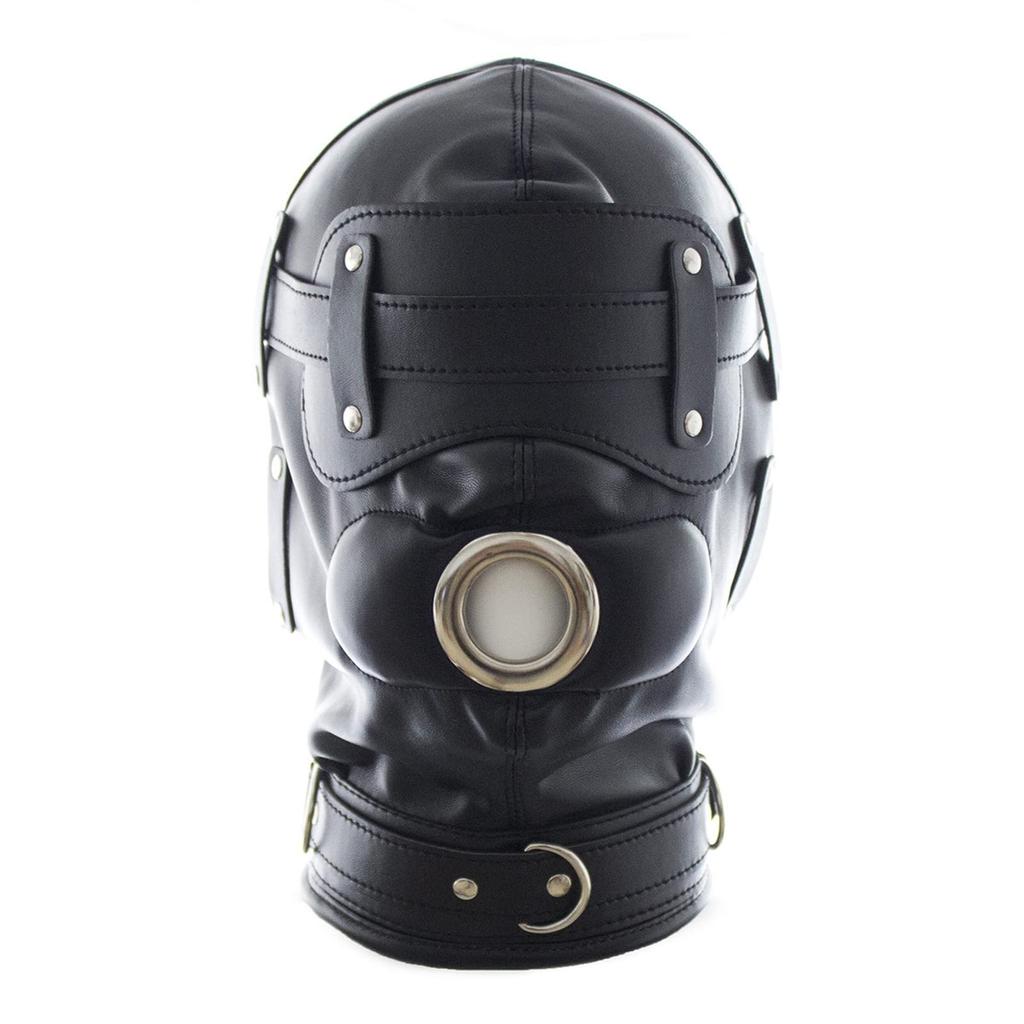 Sekusii SM Full Head Mask with Internal Gag for SM Eye Male and SM Halloween Adult Eyes and Mouth Open Restraints, Play, Covering, Female, Mask,