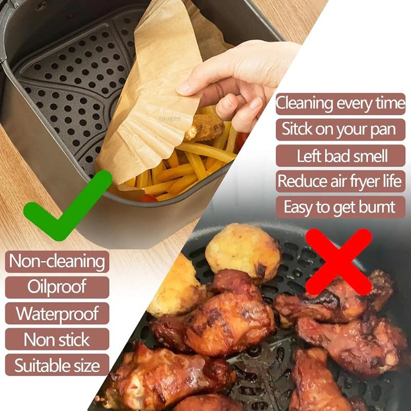 Air Fryer Paper Disposable Airfrying Baking Paper Round Square Air Fryer Liners Non-Stick Air Fryer Disposable Paper 50/100/200pcs