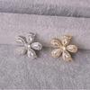 Five-Petal Flower Diamond-Studded Necklace and Earring Pendant In Gold and Silver