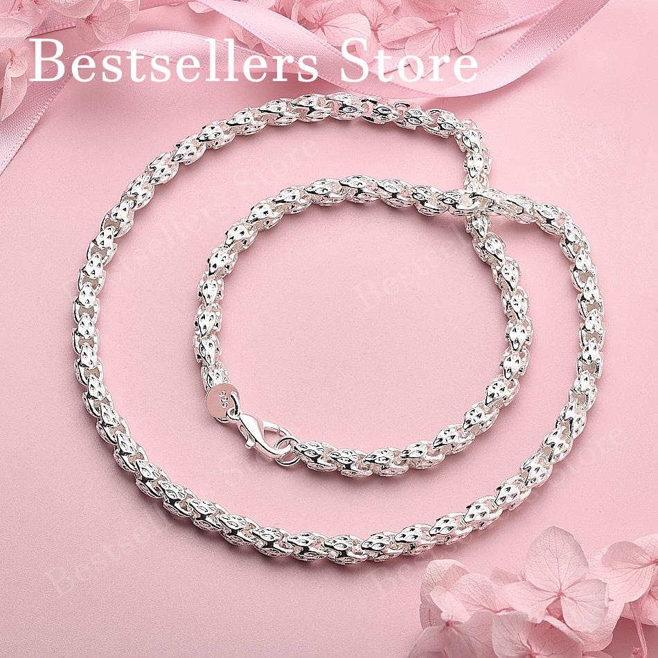 925 Sterling Silver Exquisite Openwork Braided Necklace for Men Women Fashionable Elegant Party Wedding Jewelry