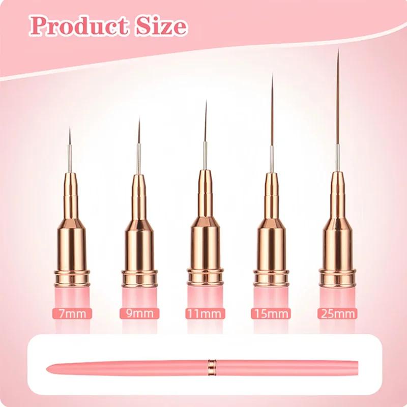 LINMANDA Nail Art Liner Brushes for Long Lines Liner Brush Gel Polish Painting Nail Design Brush Metal Handle Nail Drawing Pens