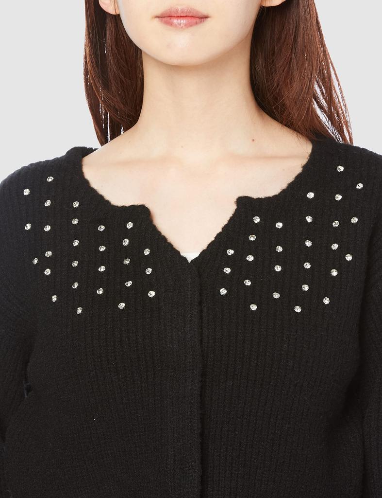 Jill by Jill Stuart Women's Mid-Gauge Beaded Cardigan Sweater, Black