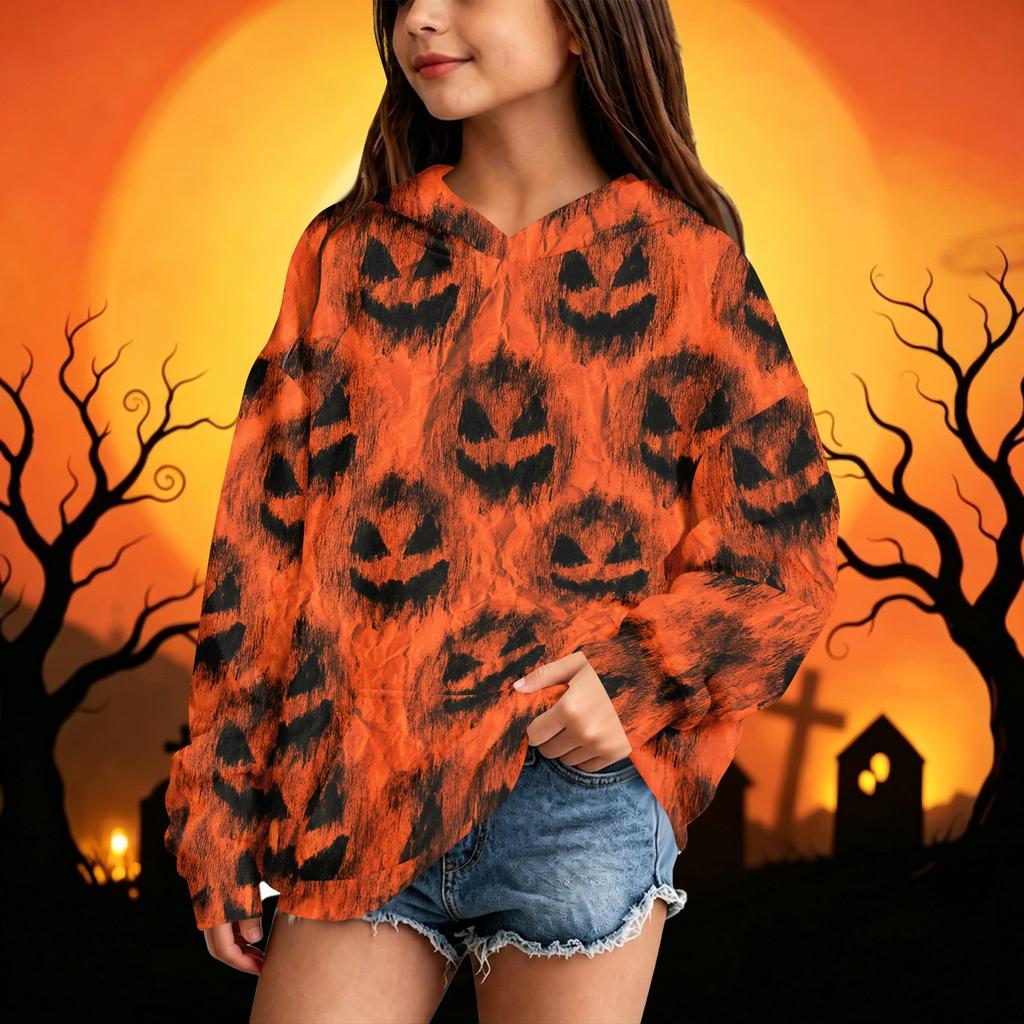 Kids' Casual Halloween Print Hoodie Sweatshirt for Boys and Girls