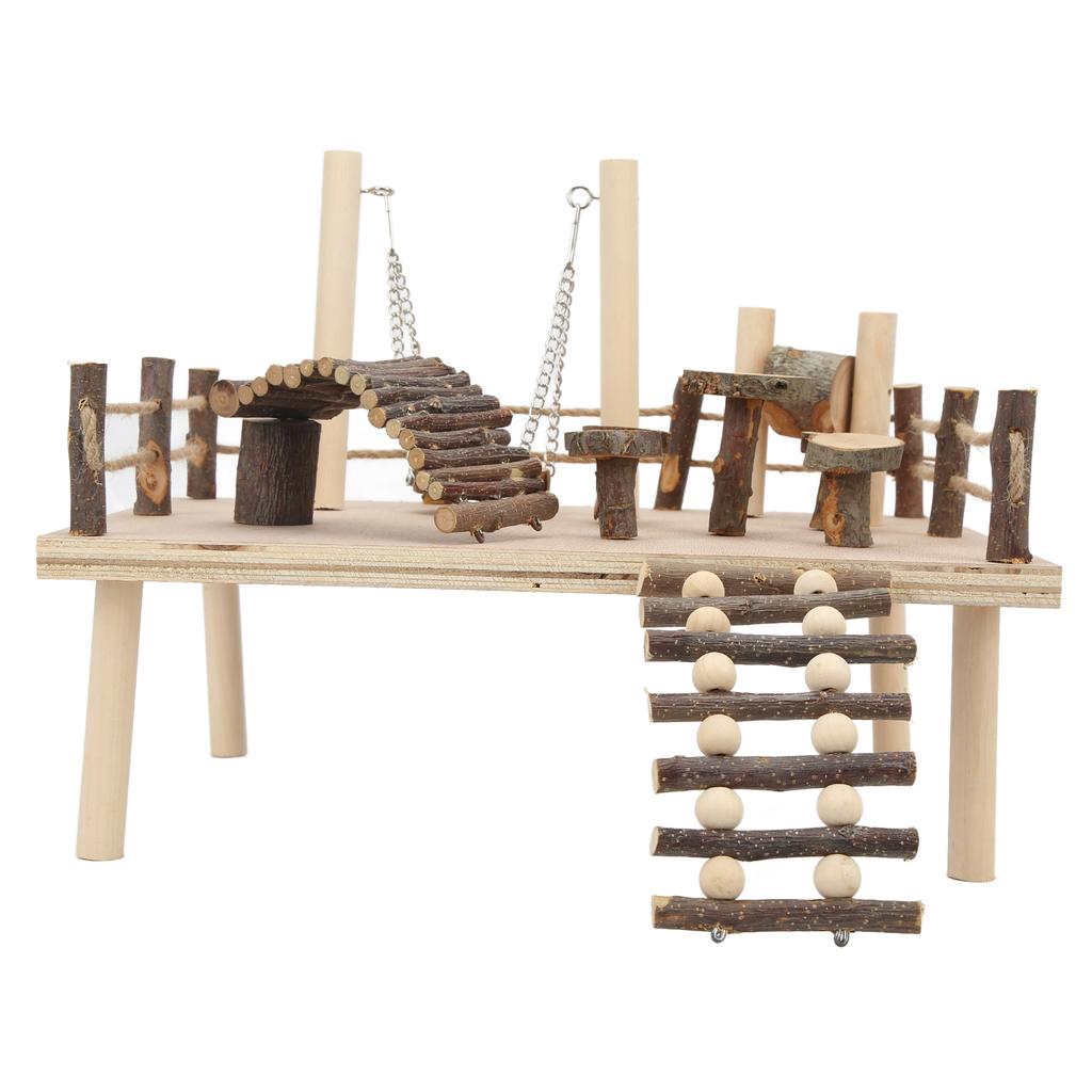 Chomik Naturalny Drewniany System Życia i Wspinaczki Zestaw Drewnianego Placu Zabaw dla Małych Zwierząt