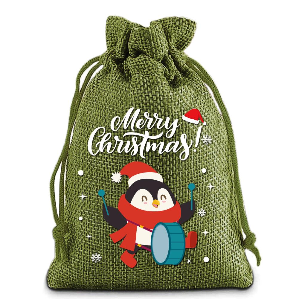 12pcs Christmas Linen Drawstring Bag Drawstring Bag Gift Bag Cloth Bag Christmas Gift Bag Set Drawstring Bag