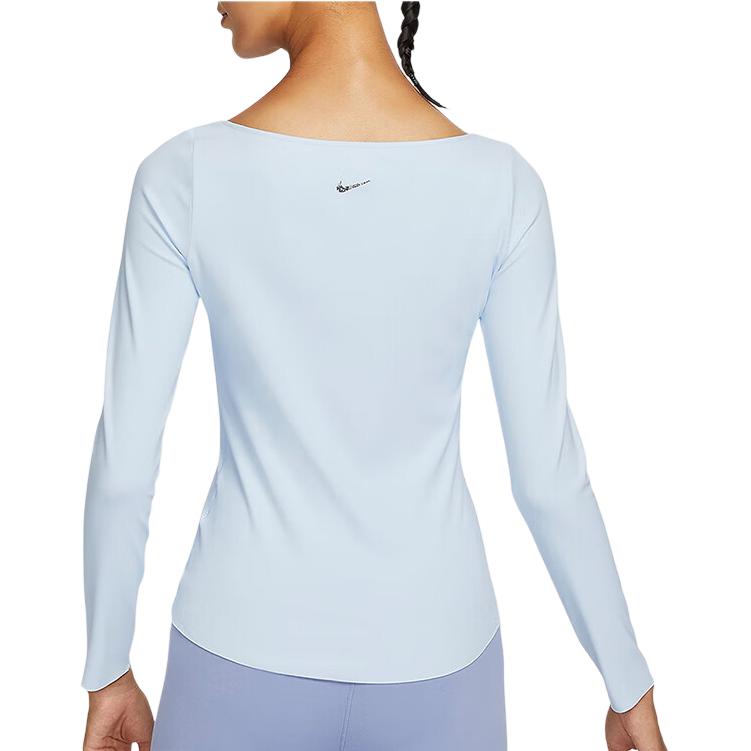 Nike Dri-Fit Yoga Solid Color Round Neck Quick-Dry Long Sleeve T-Shirt Women Tops Purple Blue DQ6035-423