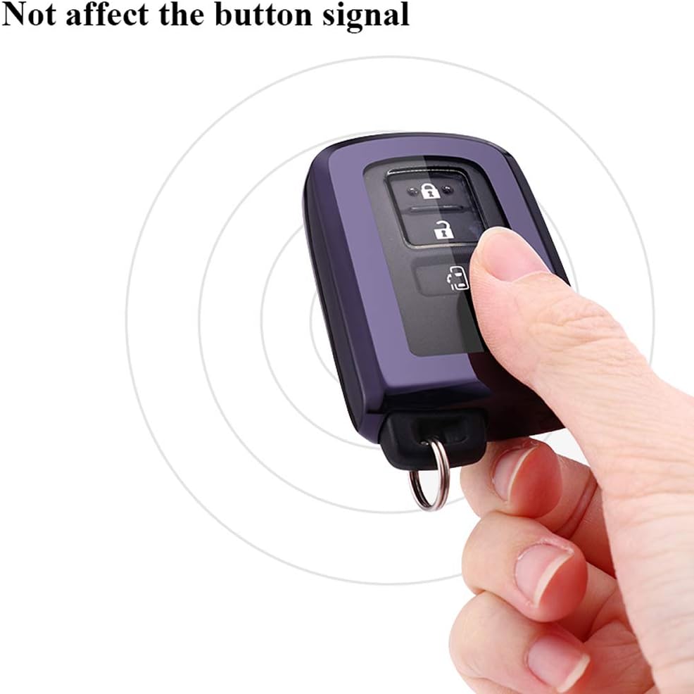 SANRILY 1Pcs Car Key Fob Cover for Toyota Camry RAV4 Corolla Tacoma Noah Esquire Sienta Keyless Entry Remote Key Case Shell with Keychain Silver