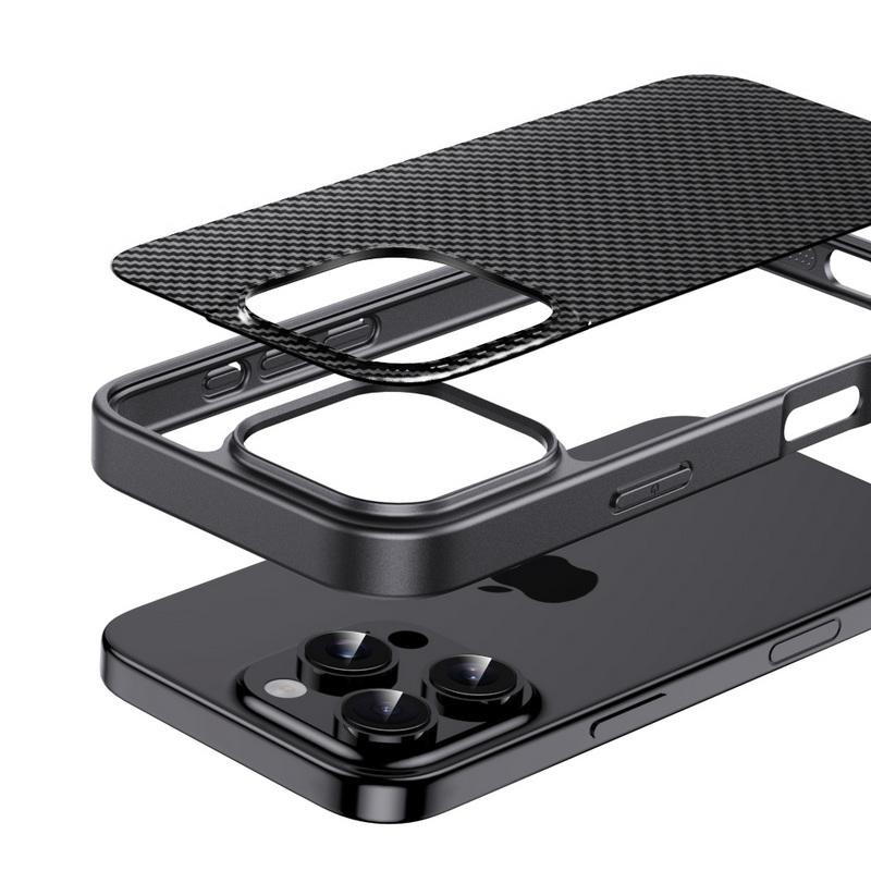 Hartes PC-Bumper-Case mit Karbonfasermuster für iPhone 16 Pro 15 Pro Max 14 13 12 Stoßfeste Slim-Handyhülle mit weichen Kanten