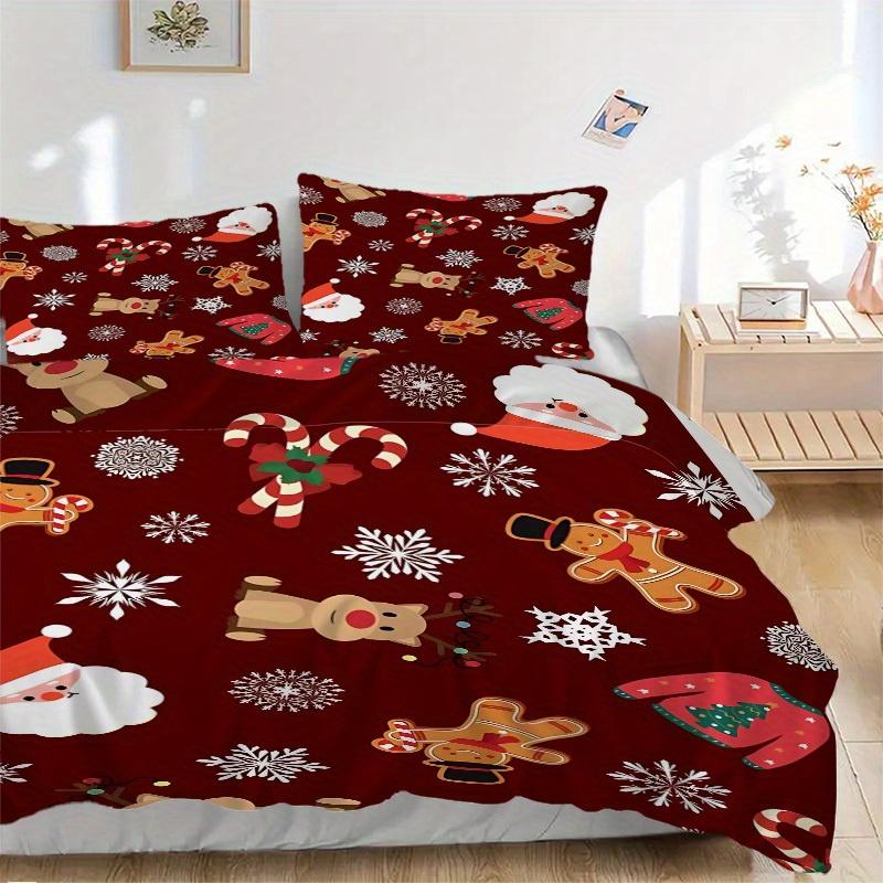 

3pcs Christmas Bedding Set, Suitable for Bedroom Decoration, (Includes 1 Duvet Cover And 2 Pillowcases, Quilt Not Included) yy250822162 135x200cm