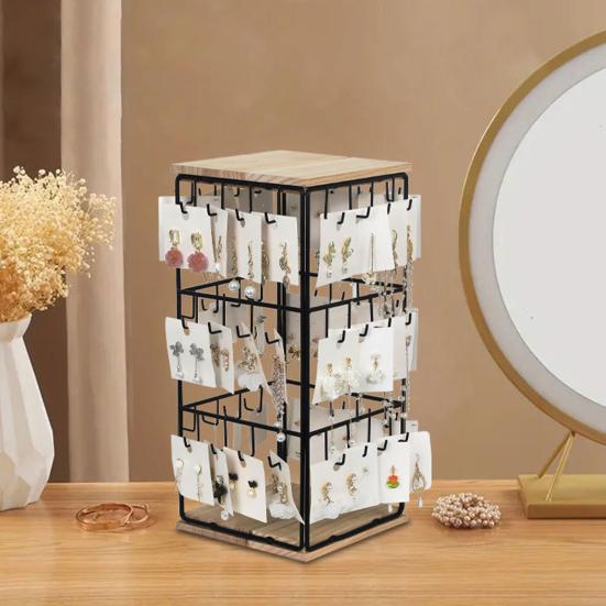 Earring Display Stand with 48 Hooks Earring Display Holder for Vendors 360 Degree All-Round Display Necklaces Bracelets Earring