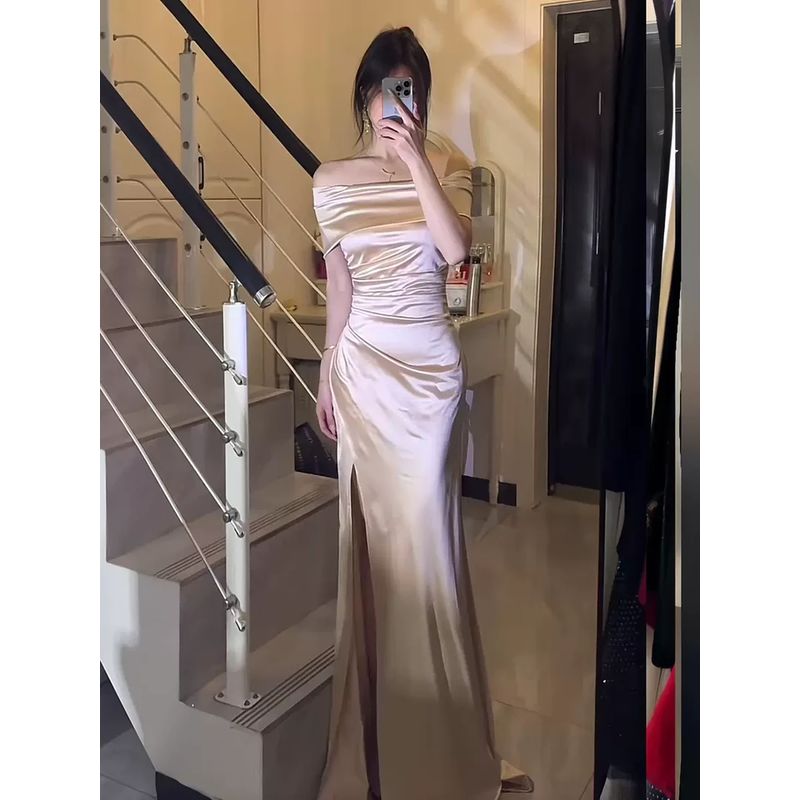 Xiaoke Wiwi Temperament Dress Women Split Sexy Birthday Party Engagement Evening Dress Coming of Age Ceremony Guest Dresses