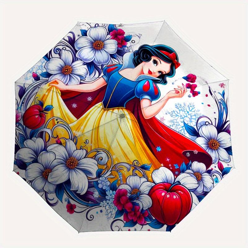 Princess Snow White,Floral Fantasy Automatic Umbrella - Tri-fold Portable Umbrella, Best Holiday Gift for Men and Women, Durable Iron Frame,