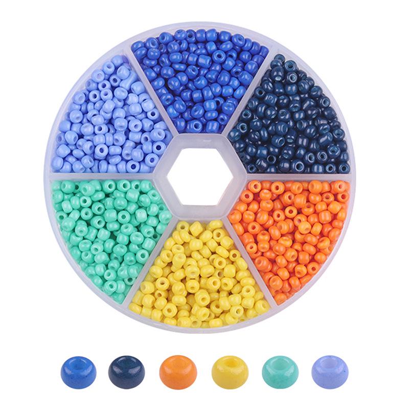 Handmade Mixed-Color Seed Beads Set: 6-Compartment Box for DIY Bracelets and Necklaces