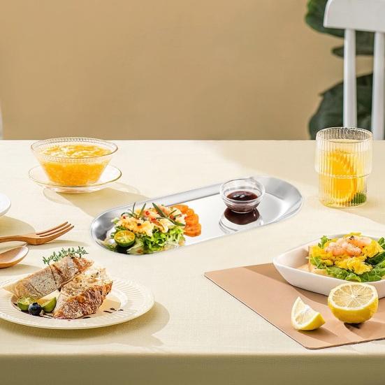 Placă de grătar din oțel inoxidabil, strălucire în oglindă, de calitate alimentară, sigură pentru mașina de spălat vase, gustare multifuncțională, desert, servire de mâncare cu legume