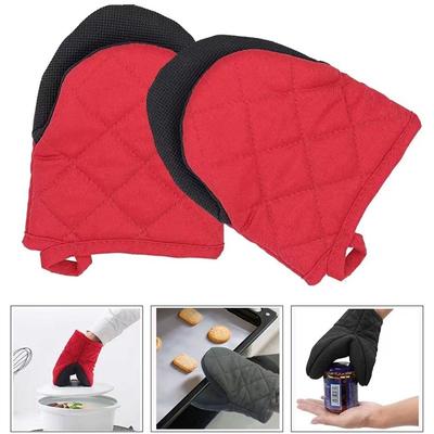 1/2Pcs Kitchen Short Heat Resistant Oven Mitts Gloves with Non-Slip Grip Surfaces and Hanging Loop for Baking, BBQ, Cooking