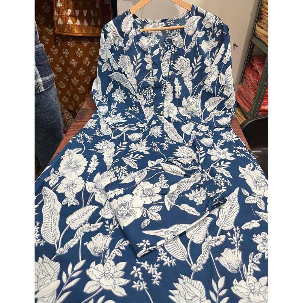 Women Designer Top Tunic Kurta Pant Cord Set Indian Party Wear Cotton Kurti VF-20230