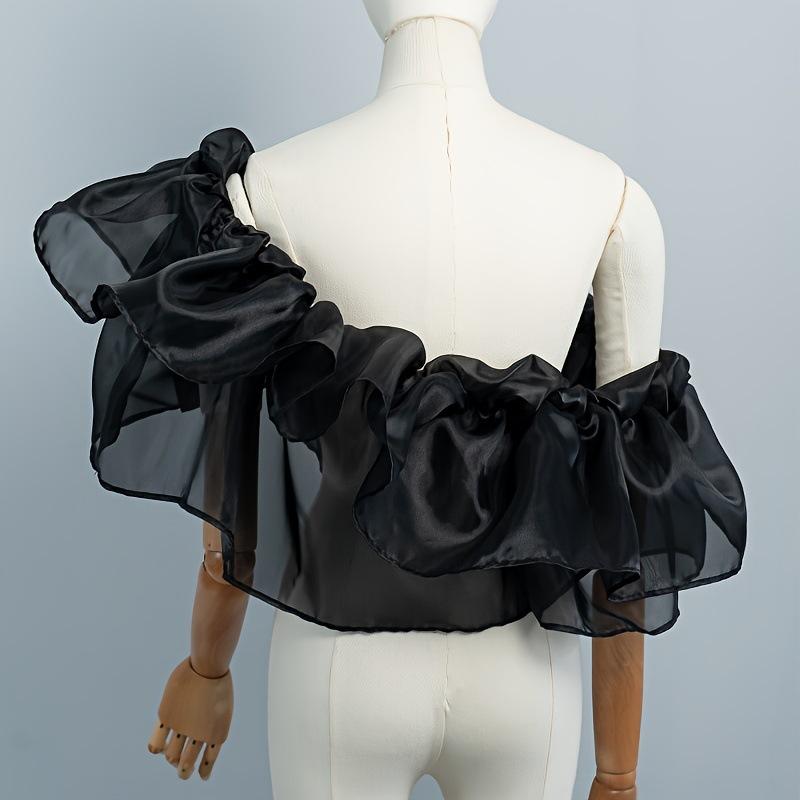 Organza Off Shoulder Ruffle Shrug Detachable Flounce Shoulder Sleeve Wedding Dress Accessories Bolero Cape