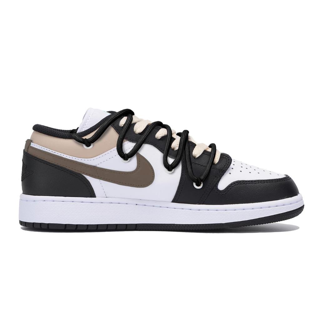 Jordan Air Jordan 1 Slip Resistant Low top Vintage Basketball Shoes Men's Black Brown 553558-131(Team85-)