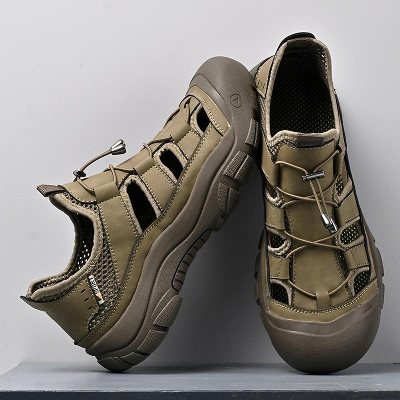 Fashion 2025 New Summer Casual Shoes for Men Handmade Men's Leather Sandals Lightweight Stylish Beach Flats Outdoor Wading Aqua Shoes