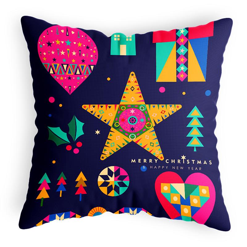 Printed Pillow Cover Cotton and Linen American Plush Holiday Cushion Cover Multi-color Multi-specification Cushion Cover Pillow Cover