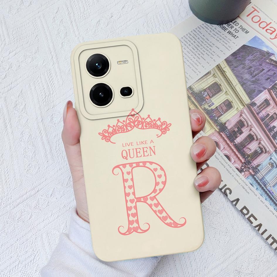 For Vivo V19 V19 Neo V27 Pro V25E V20 V21E V23E V20SE Case Shockproof Cover Luxury Letters Crown Square Soft Liquid Silicone For Vivo Bumper Shell