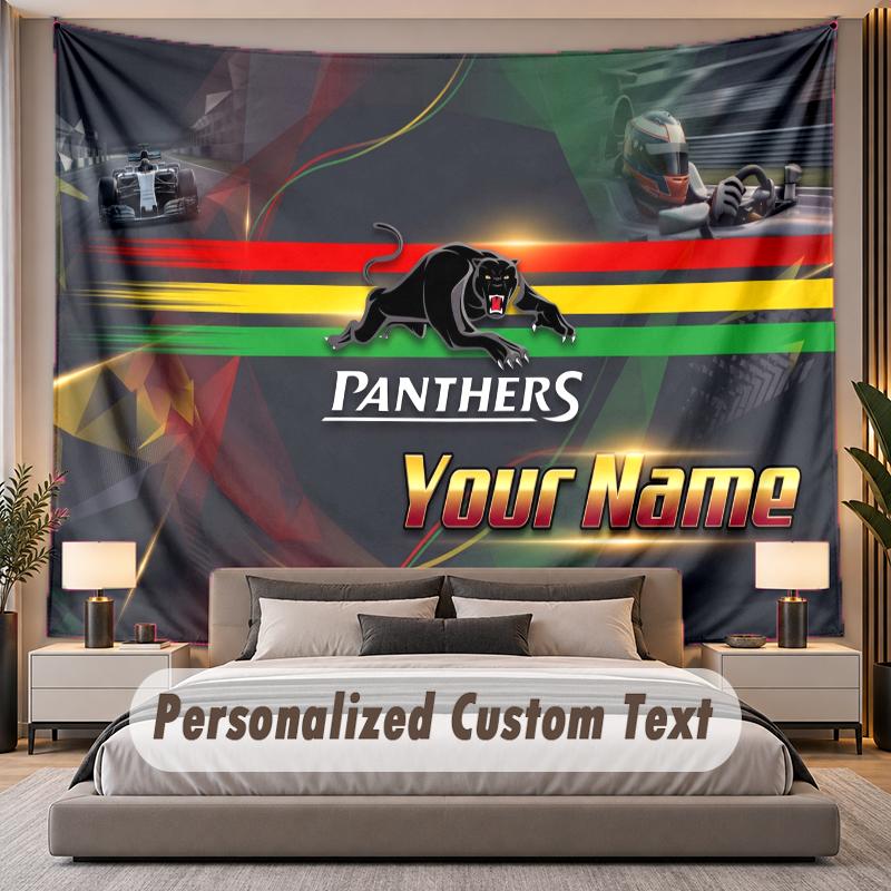 Custom Name Text Tapestry Penrith Panthers Personalized Polyester Wall Tapestry For Bedroom And Room