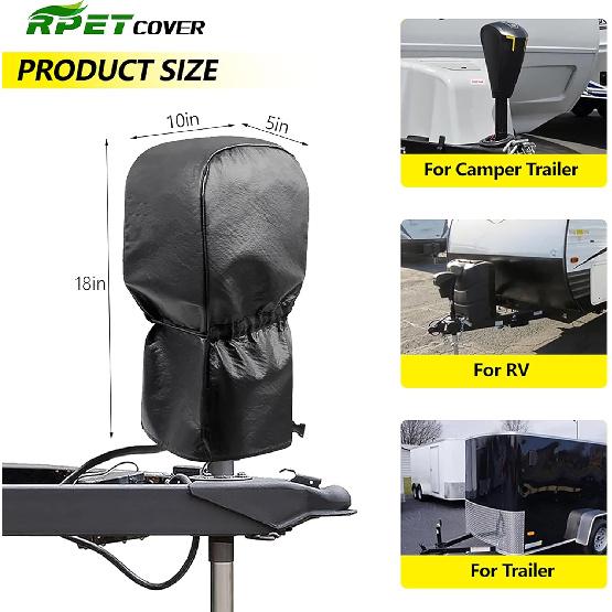 Waterproof Electric Tongue Jack Cover Oxford RV Universal Camper Power Trailer Jack Protector RV Parts RV Accessories,10Lx5Wx18H