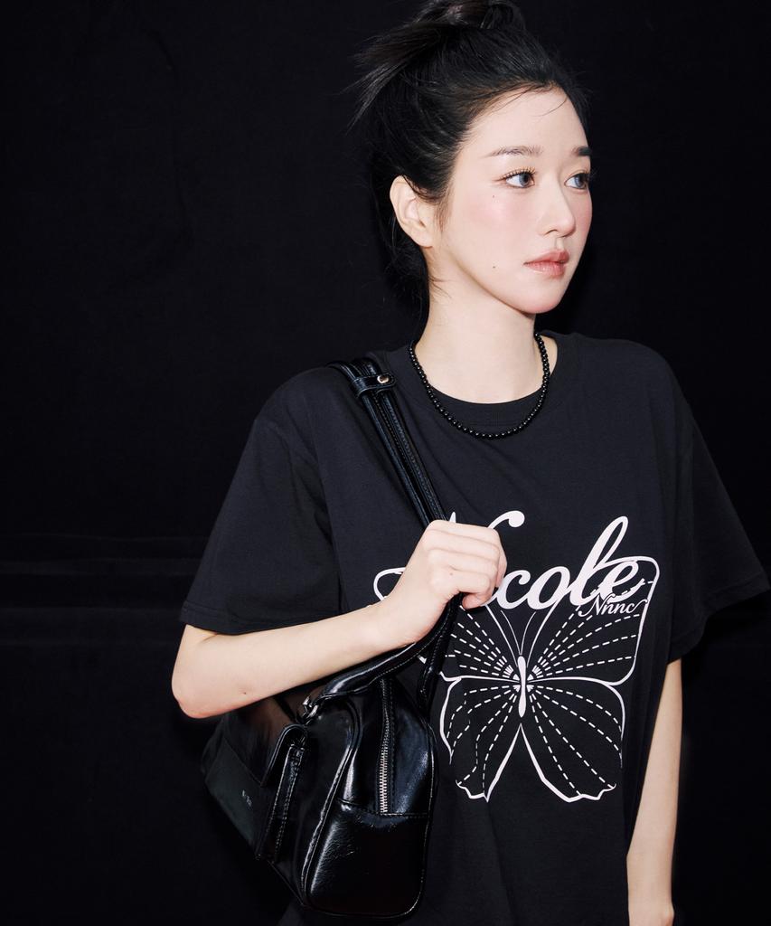 Nick&Nicole Nicole Pocket Leather Baguette Bag_Black