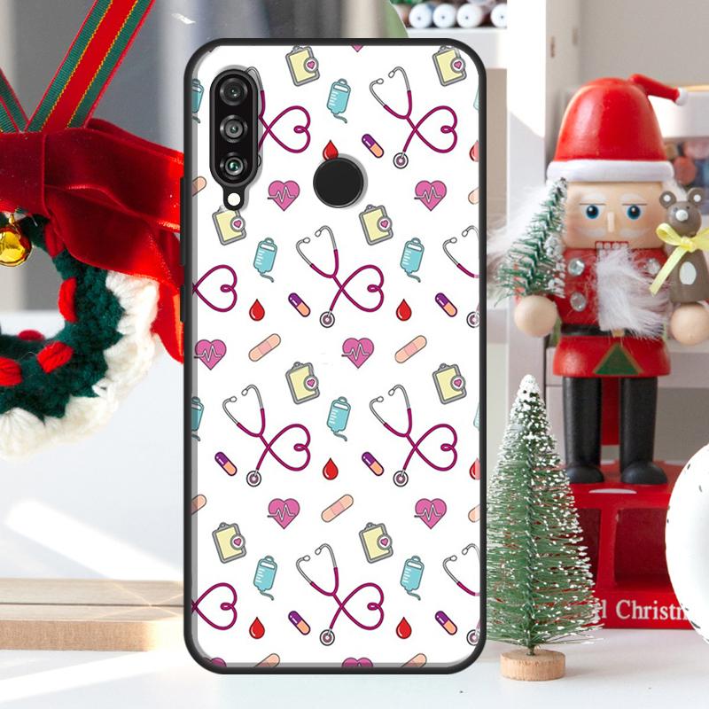 Cute Stethoscope Heart For Huawei Nova 9 10 SE 11 Pro Y60 Y70 Y90 Y61 Y91 Y72 Y73 12i 11i 8i P20 P30 P40 Lite Case