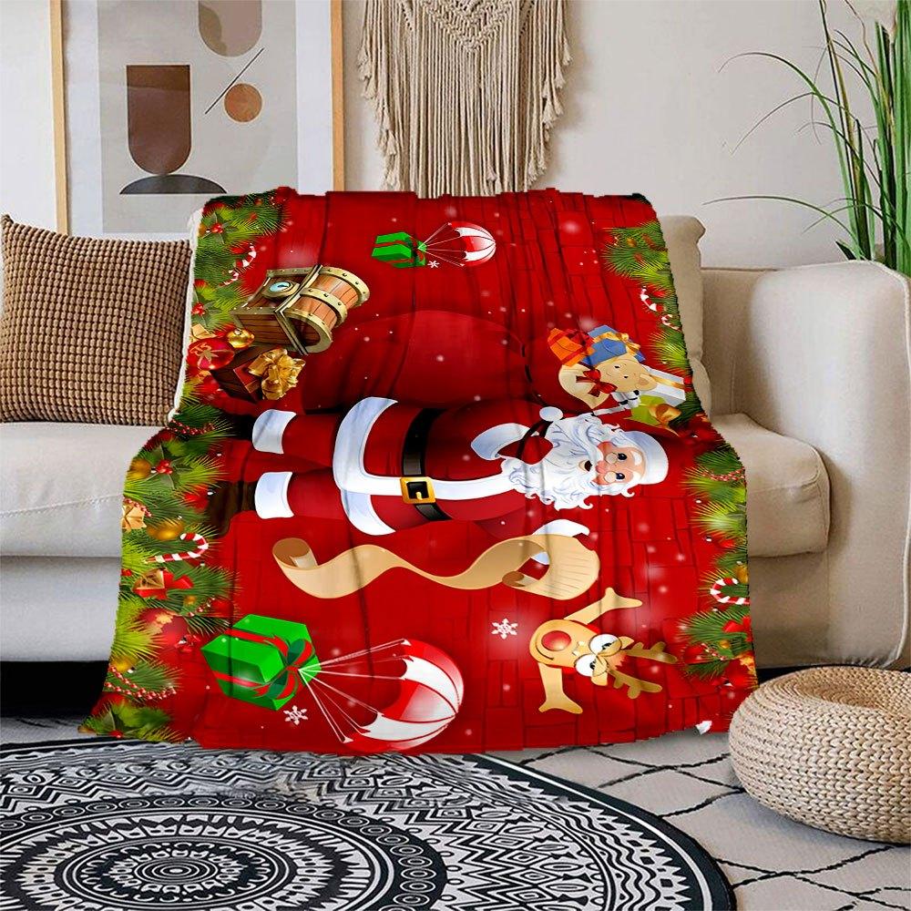 Christmas Santa Claus Gift Card Holder WalletBlanket Flannel Throw Blanket for Sofa, Bed, Travel, Camping, Office, Couch, Chair, And Bed Gif 150x180cm