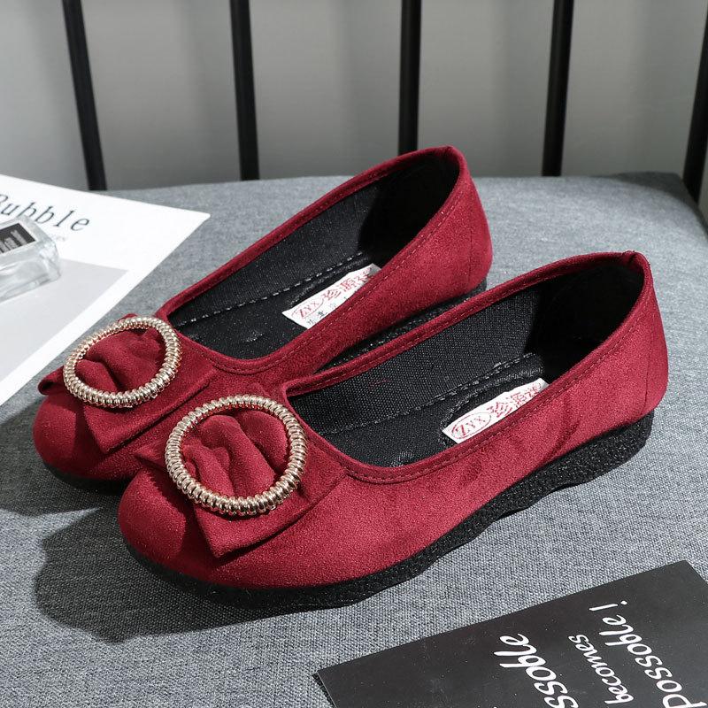 

****** и осенние новые старые ******* тканевые туфли женские туфли на плоской подошве повседневные рабочие туфли дышащие туфли Doudou на подошве из с**т 34 красный