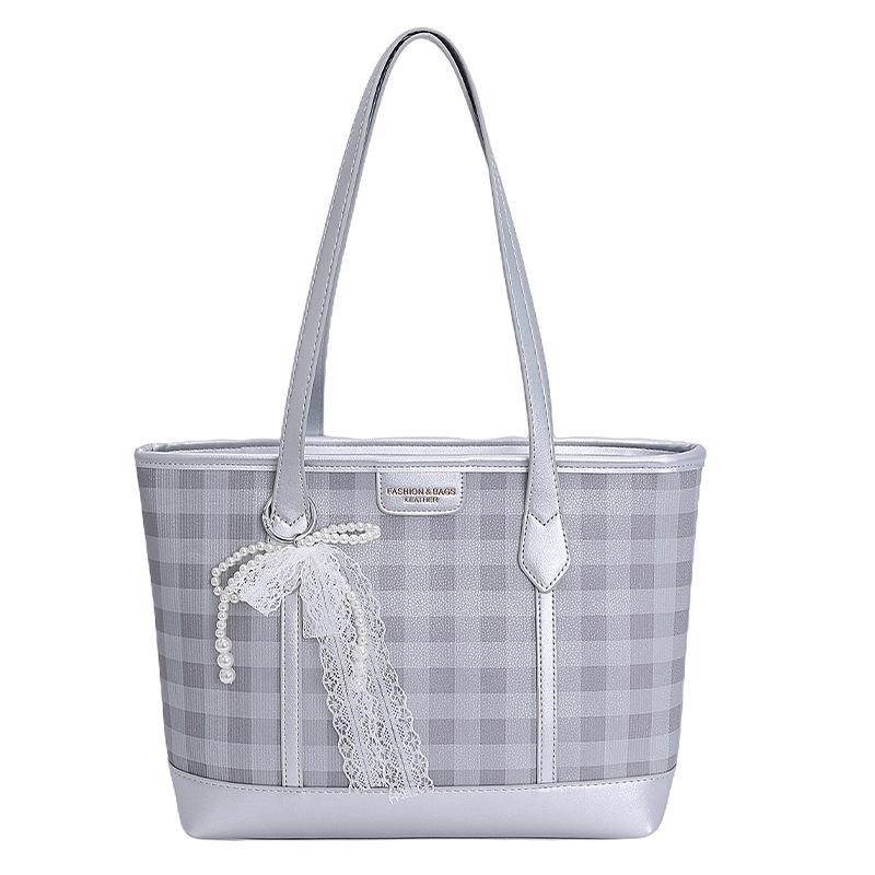 Trendy fashion contrasting colors casual commuter women's large-capacity bag simple and versatile single shoulder tote big bag