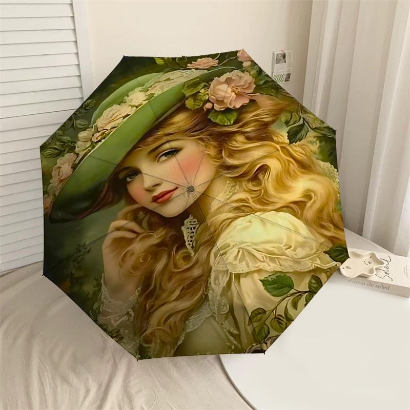 

1PC floral pattern Umbrella-8-Rib Reinforced, Automatic Open, Lightweight & Durable, Cute Fashion Accessory for Outdoor, Beach, or Casual Use, Beach U