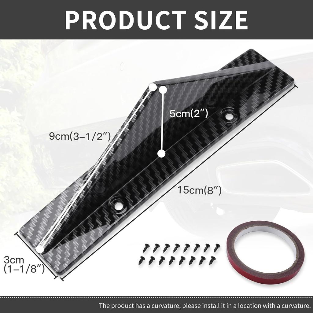 4pcs Rear Bumper Lip Rear Diffuser Defuzer Universal Shark Fins Curved Spoiler Lip Wing Splitter - Carbon Fiber