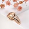 Black Natural Zircon Wave Ring  Rose Gold Hollow Flower Ethnic Wedding Rings For Women Beach Party Vintage Jewelry
