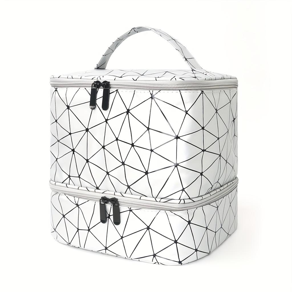 Nail Polish Organizer Box, Double-layer Nail Art Tool and Nail Dryer Box, Nail Polish Portable Box with Dividers