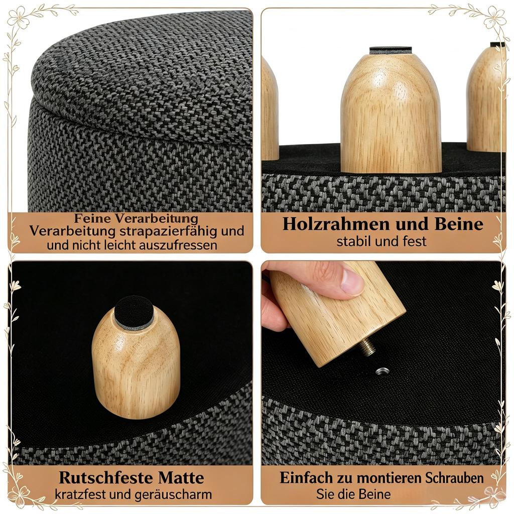 Round Footstool, Practical Storage Stool, Shoe Stool, Step Stool (Only with Shoe Stool)