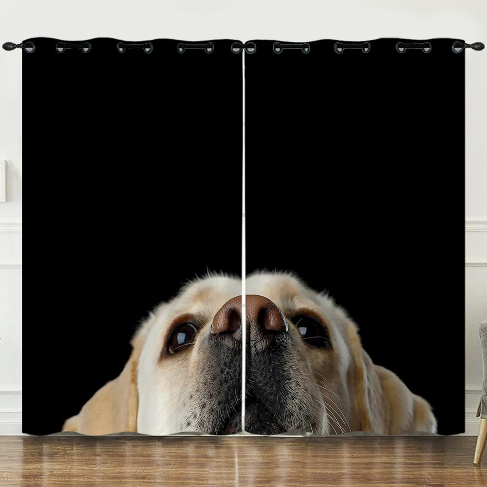 Curtains Cute Art Dog 3D Digital Printing Blackout Curtain Punching