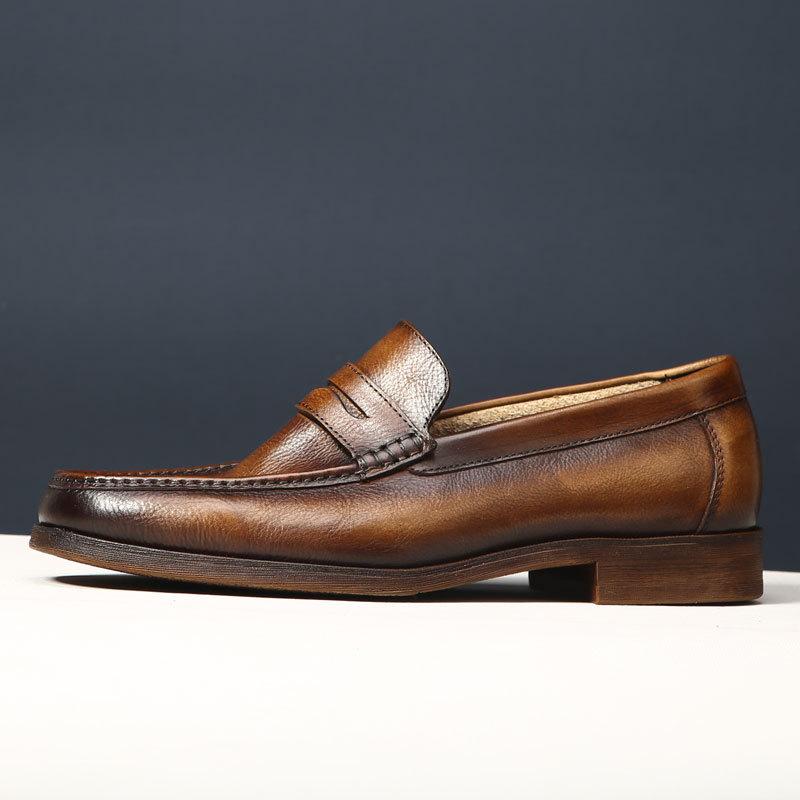 Genuine Leather Mens Loafers Handmade British Style Wedding Party Casual Dress Shoes Summer Autumn Footwear for Men