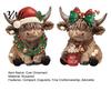 Boxwood Craft Ornament 2/3Pcs Christmas Highland Cow Wooden Tabletop Sign, 2D Flat Yak Desktop Holiday Figurines Figurine with Garland Bow Hat,