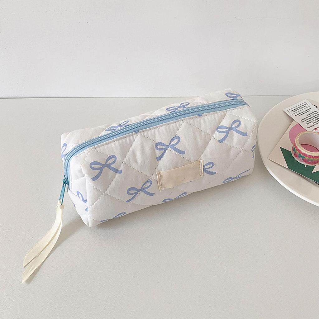 Cute Bow Pencil Bag Student Pen Pouch Large-Capacity Stationery Rulers Erasers School Supplies Cosmetics Makeup Brush Bag