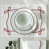 Servett Nordisk Stil Broderat Rosettmönster Bomullslinne Duk Värmetålig Absorberande Tyg Servetttyg