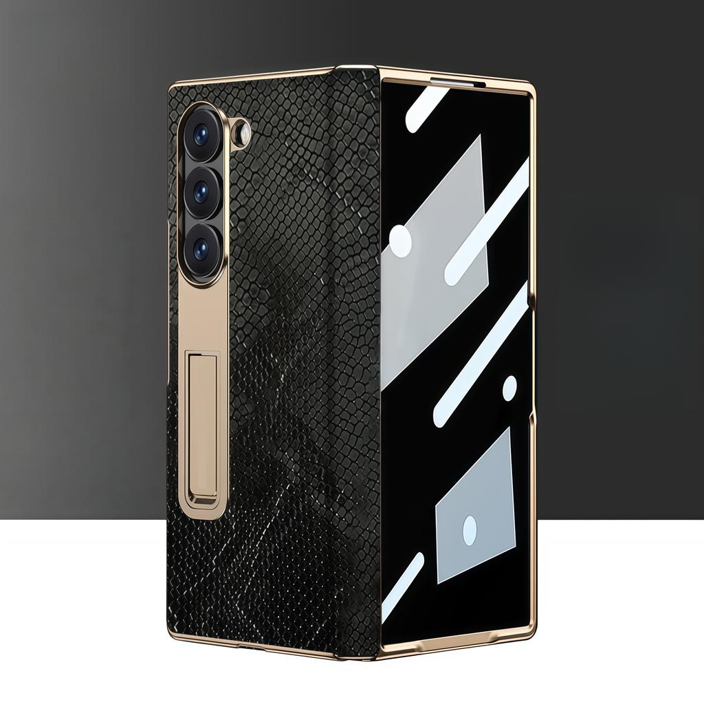For Samsung Z Fold 7 Phone Case Electroplated Side Bracket Lizard Belly Tape Anti-peep Protective Cover for Samsung Z Fold 6 5 4